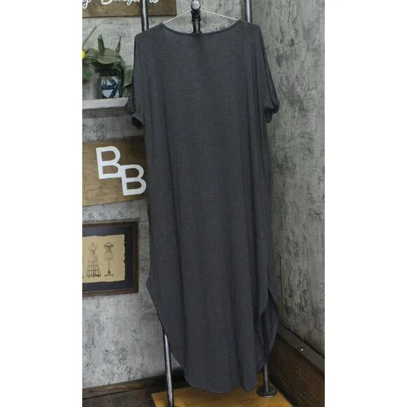 NWT White Mark Womens Plus Size Short Sleeve V-Neck Maxi Dress Charcoal Gray 1X - Picture 7 of 9